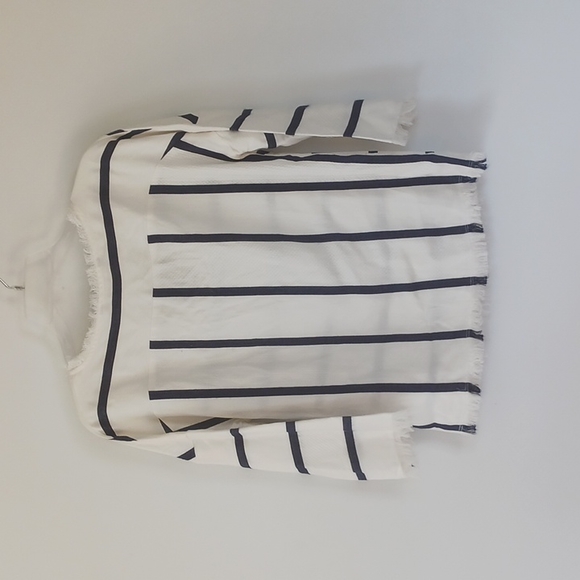 zara basic white with blue strips top - Picture 3 of 7